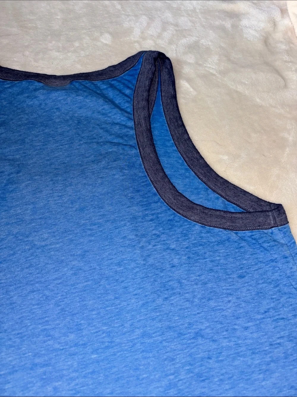Mossimo Supply Co. Blue Colorblock Scoop Tank SZ L - Picture 6 of 7